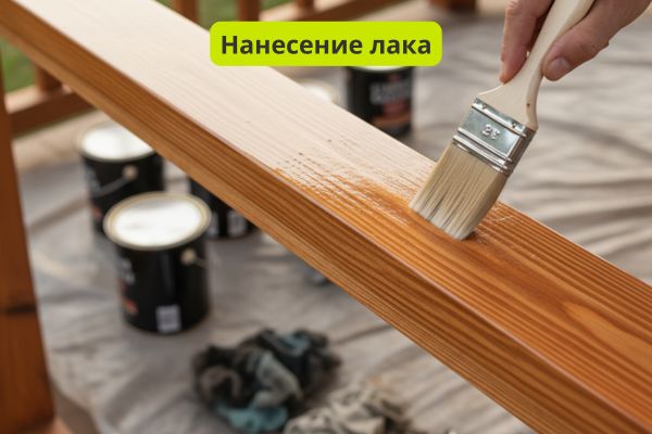 Нанесение лака на древесину фото